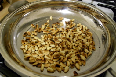 toasting pine nuts