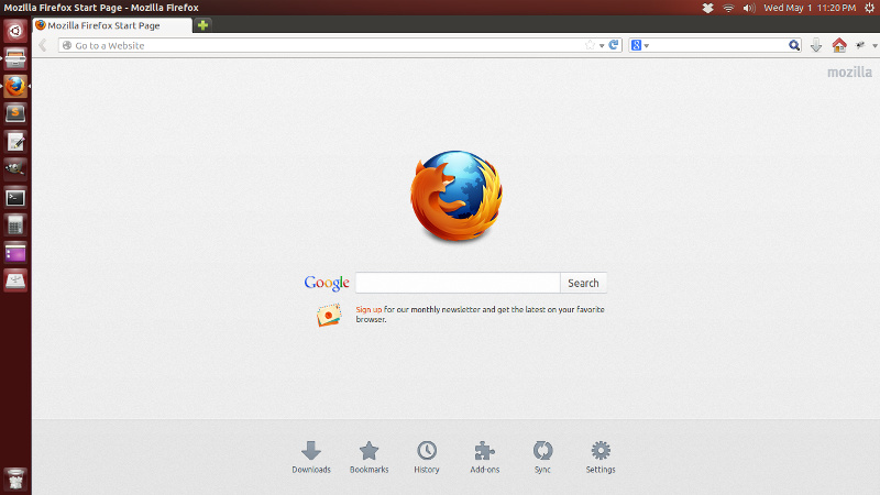 Firefox 20 maximized on Ubuntu 13.04