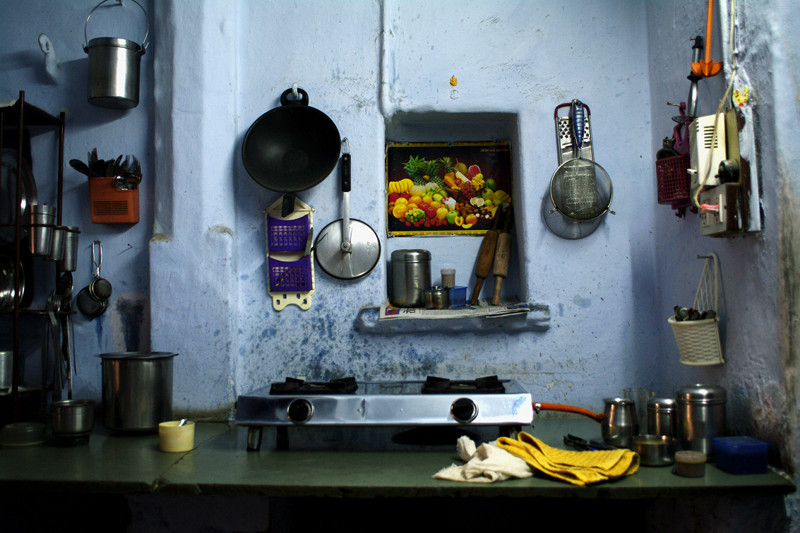 Shashi's humble cooking space in Udaipur, India