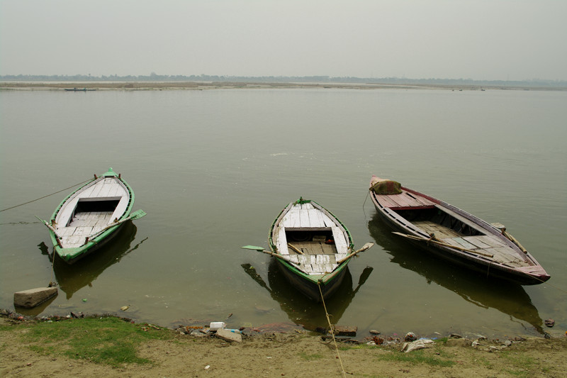 Boats along the Ganges in Varanasi, India