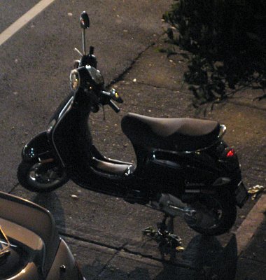 Vespa LX150 at night