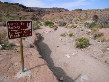 Climb to Safety in case of Flash Flood sign