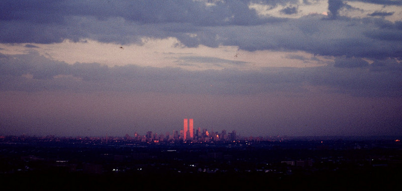 World Trade Center twin towers sunset reflection, copyright Steven Siegel