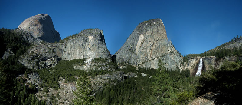 Panorama with Nevada Fall in Yosemite National Park