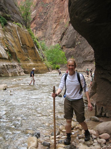 Stephanie in The Narrows at Zion National Park